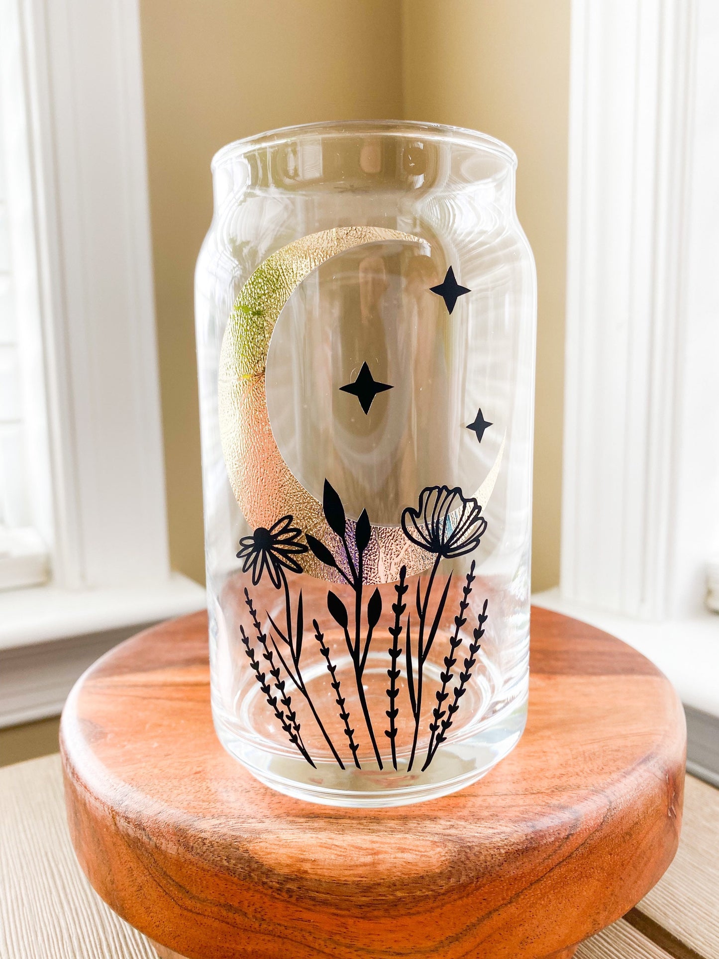 Wildflower Moon 16 oz. or 20 oz. Clear Beer Can Glass