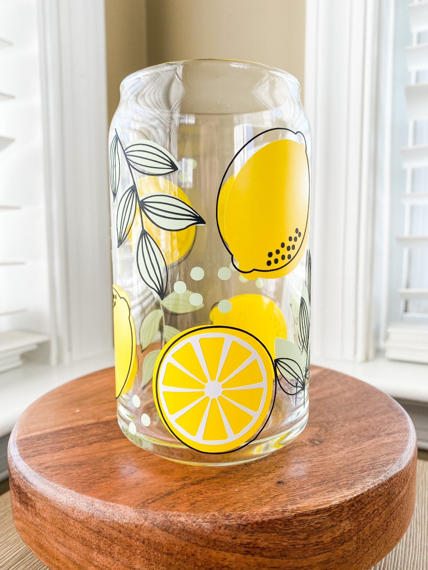 Lemons and Leaves 16 oz. or 20 oz. Beer Can Glass
