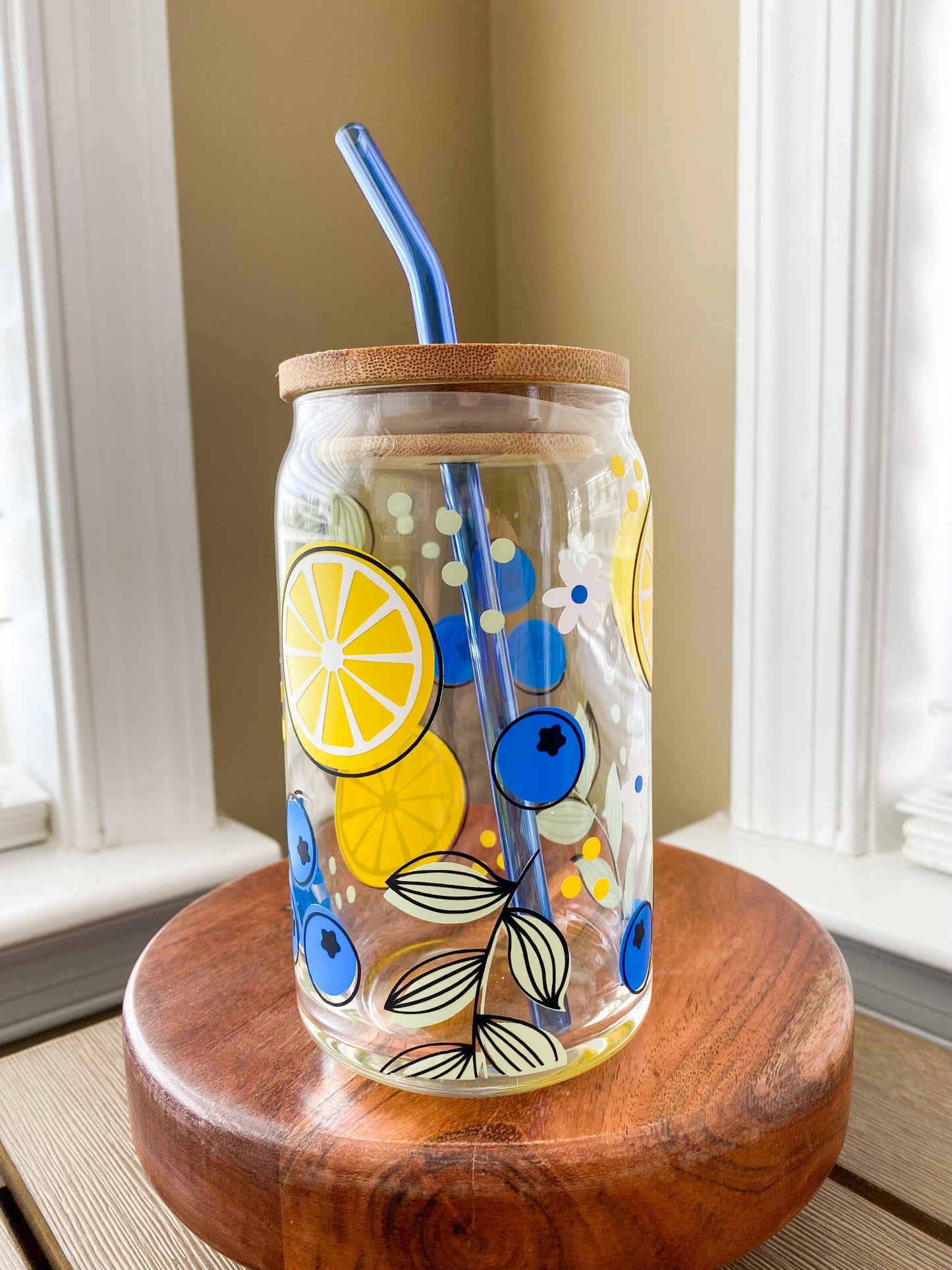Lemons and Blueberries | Blueberry Lemonade 16 oz. or 20 oz. Clear Beer Can Glass