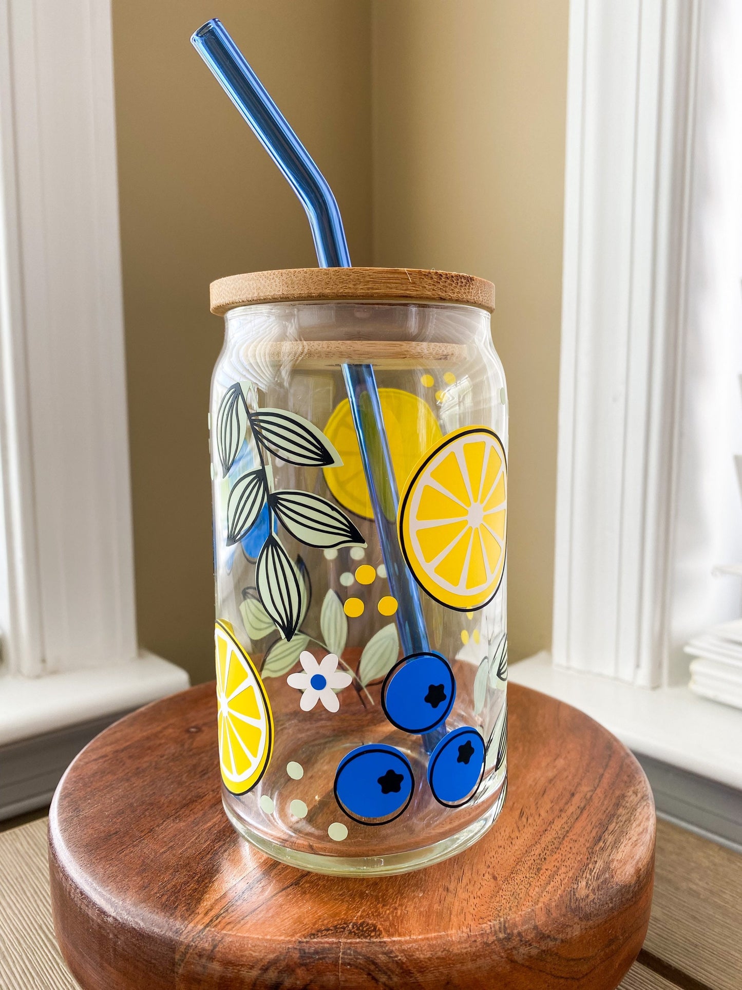 Lemons and Blueberries | Blueberry Lemonade 16 oz. or 20 oz. Clear Beer Can Glass