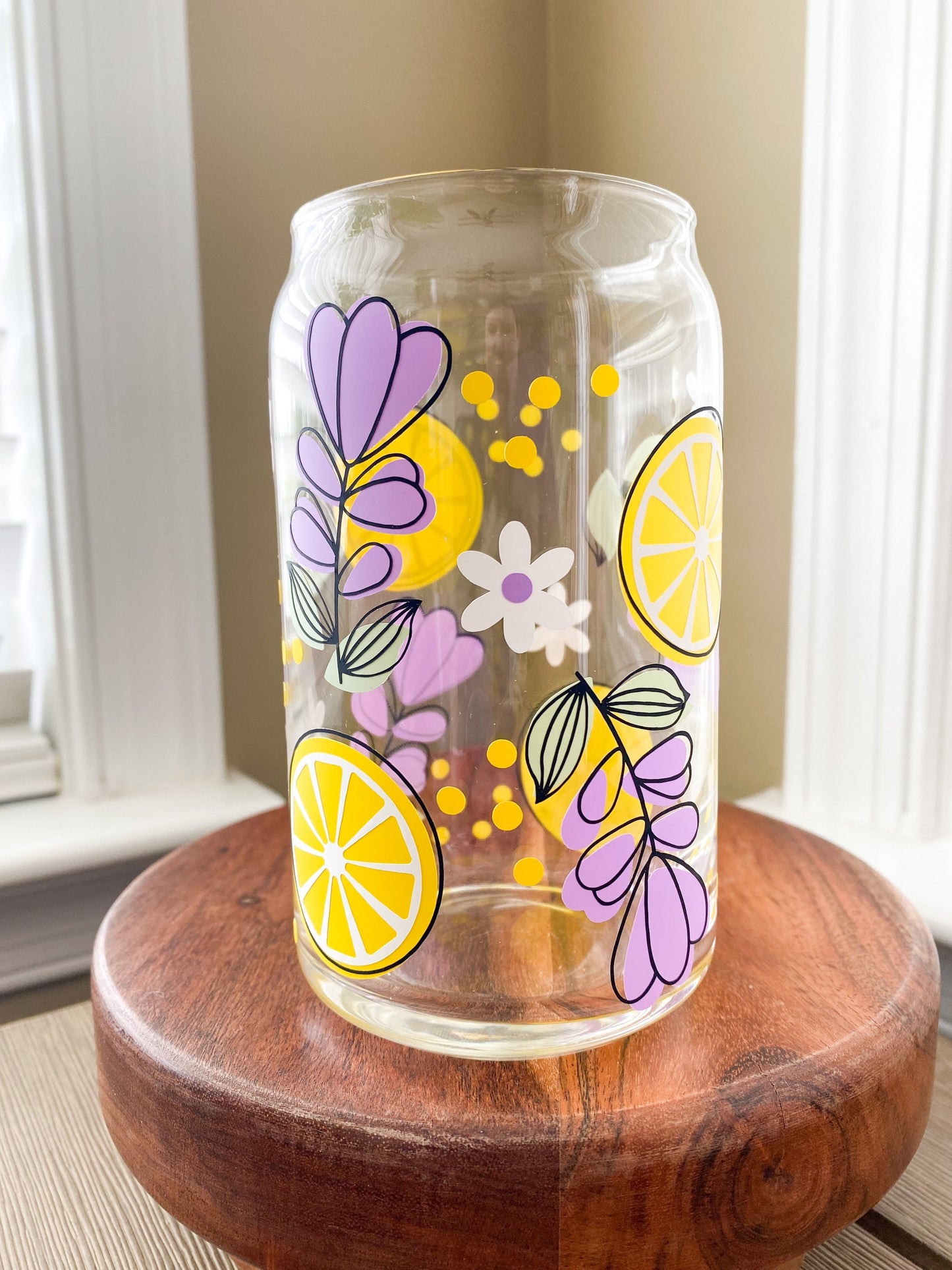 Lemons and Lavender 16 oz. or 20 oz. Clear Beer Can Glass