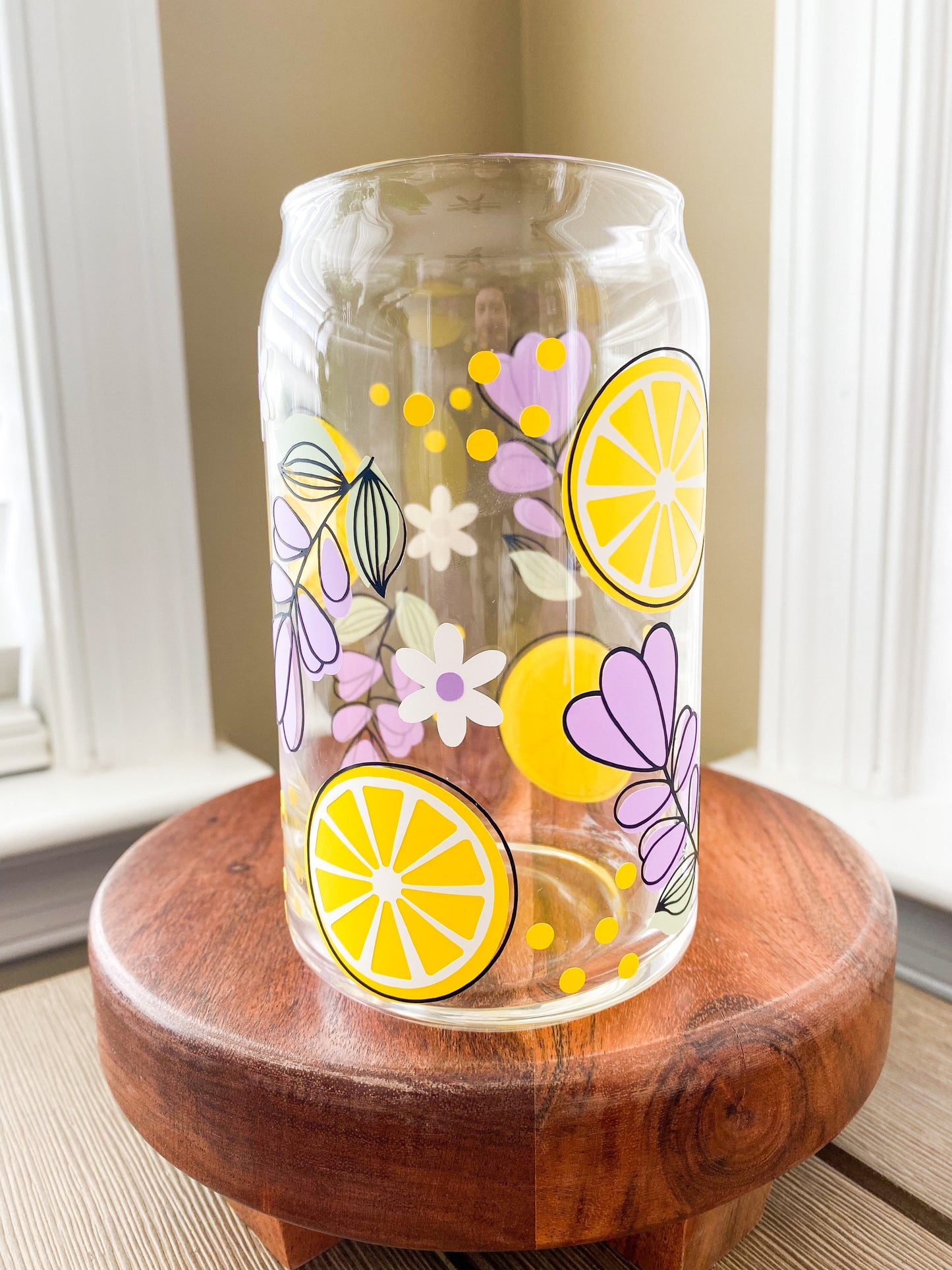 Lemons and Lavender 16 oz. or 20 oz. Clear Beer Can Glass