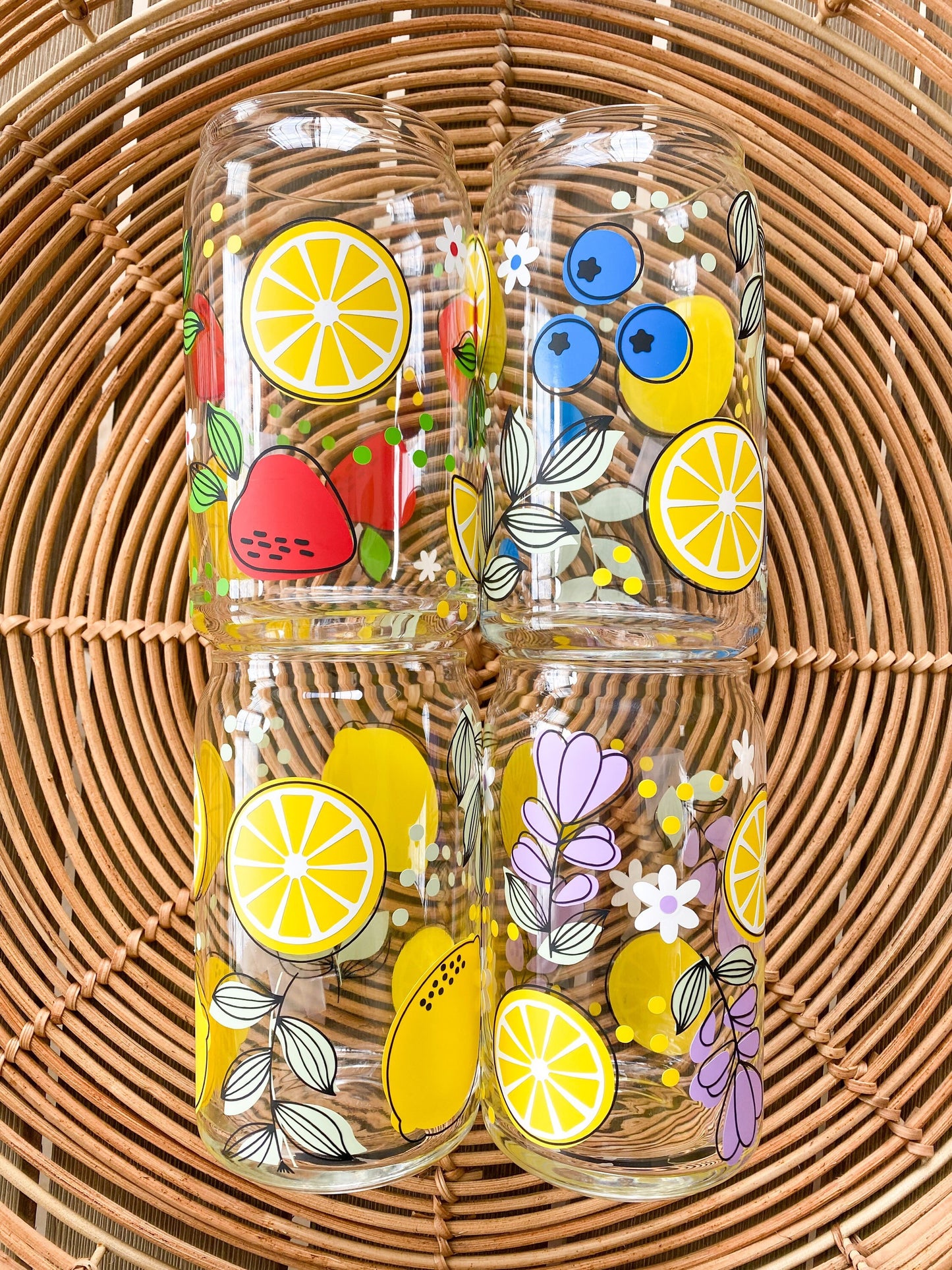 Lemons and Lavender 16 oz. or 20 oz. Clear Beer Can Glass