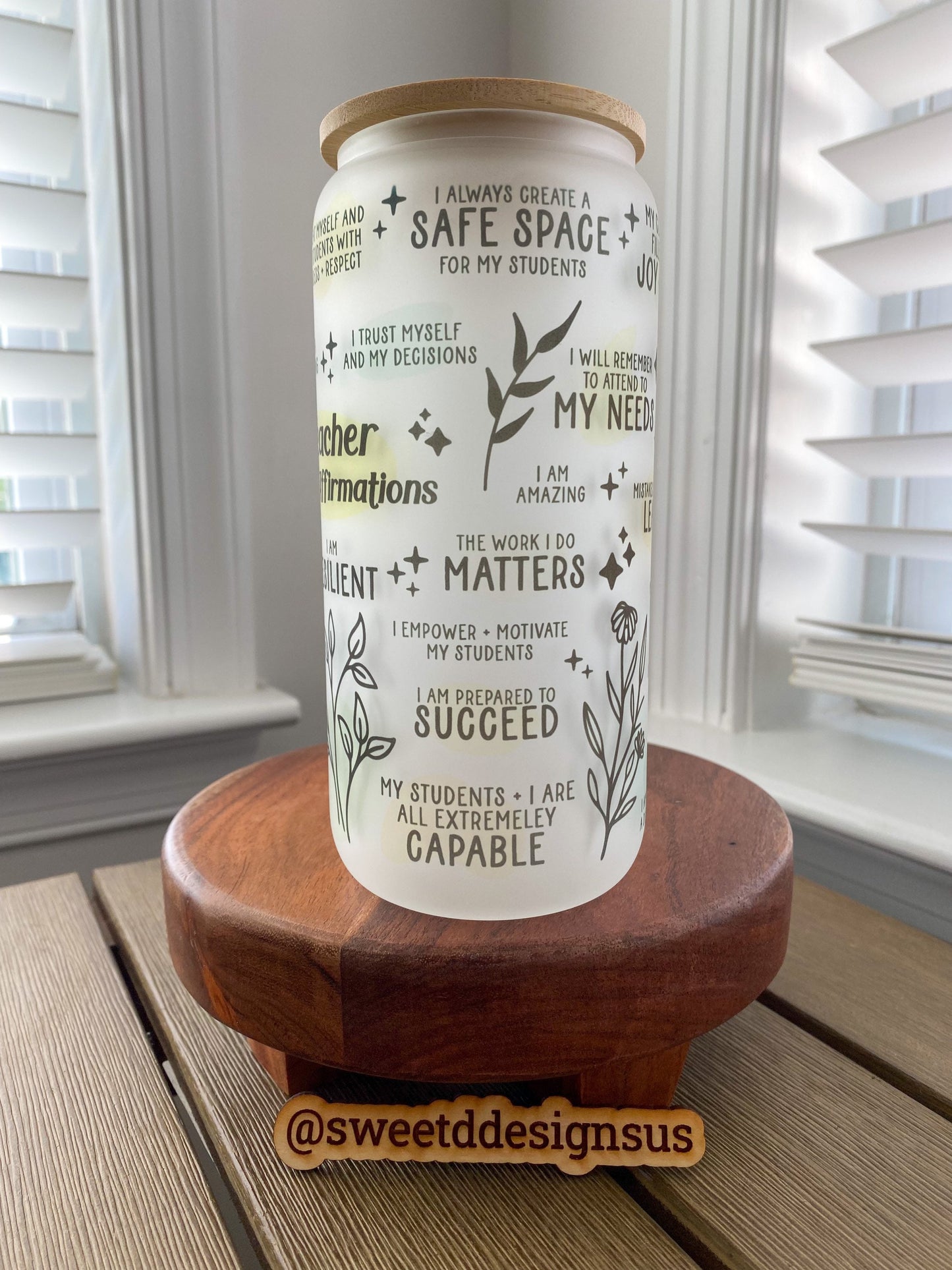Teacher Daily Affirmations 16 oz. or 20 oz. Clear or Frosted Beer Can Glass