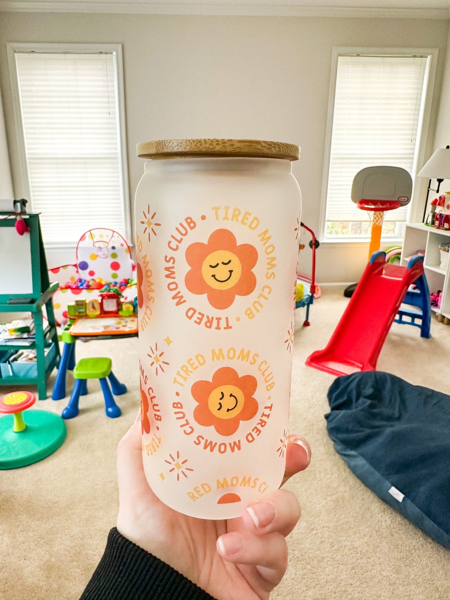 Tired Moms Club Glass, Tired Moms Club Cup, Iced Coffee Glass, Iced Coffee Cup, Glass Coffee Cup, Gift Ideas for Women, Gifts for Mom