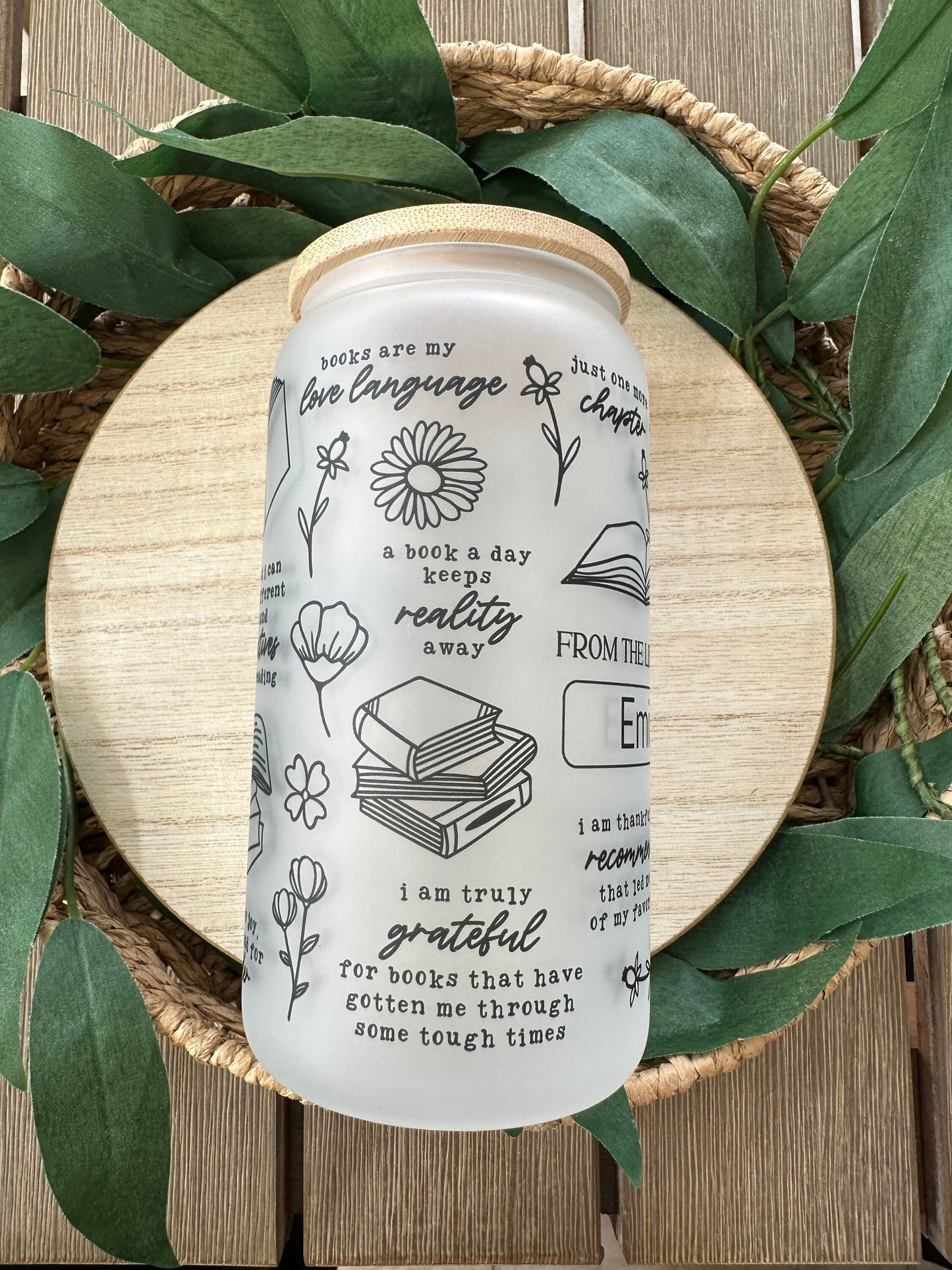 Personalized Name Book Lover Beer Can Glass, Custom Glass, Custom Cup, Iced Coffee Glass, Aesthetic Glass Cup, Book Lover Gift
