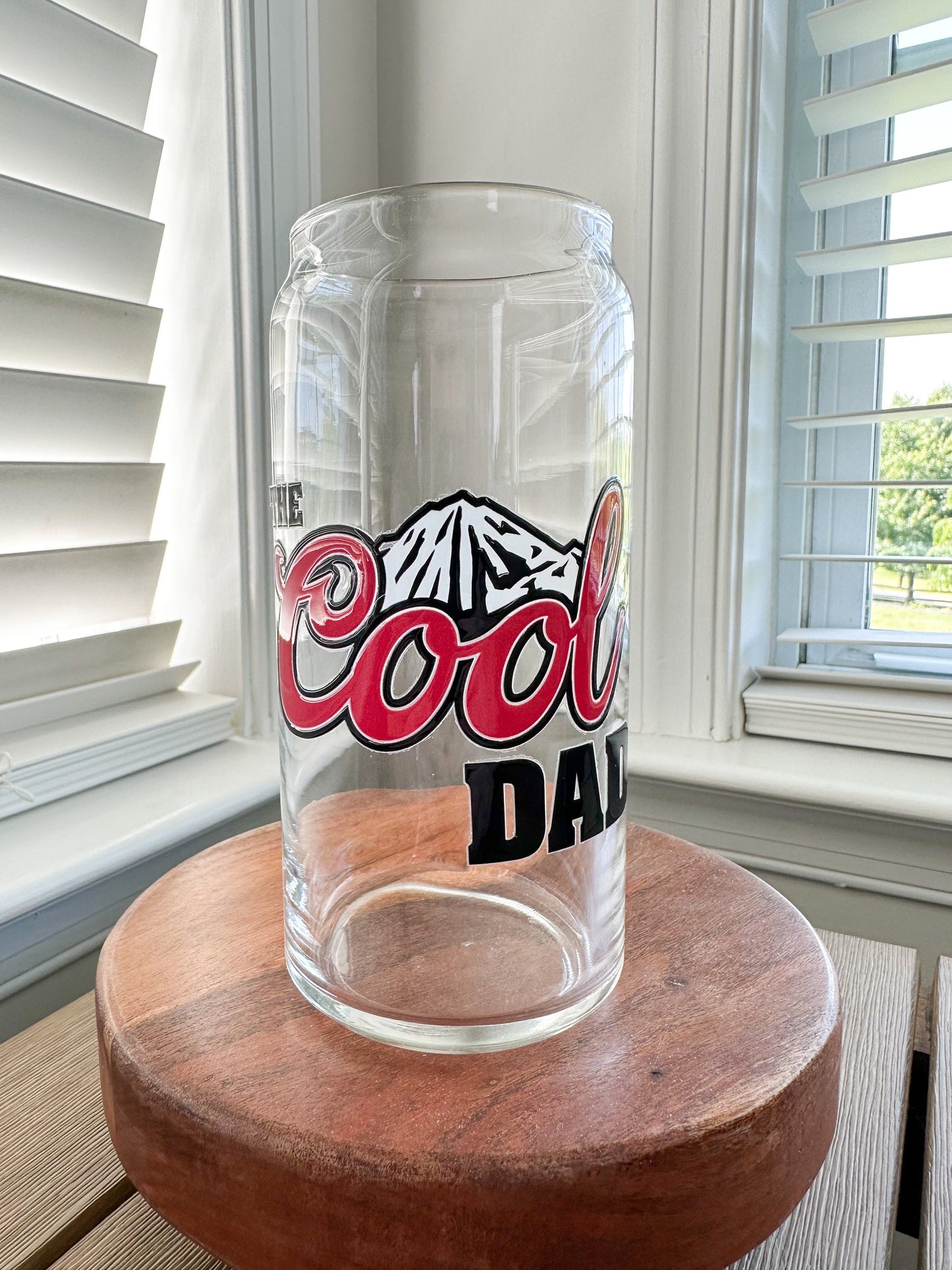 Cold Color Changing Cool Dad Glass, Cold Mountain Beer Glass, 16 oz. or 20 oz. Clear Beer Can Glass, Fathers Day gift, Gift for Dad