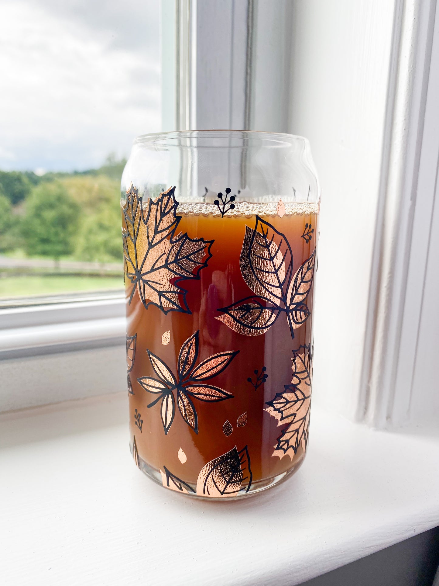 Autumn Leaves 16 oz. or 20 oz. Clear Beer Can Glass