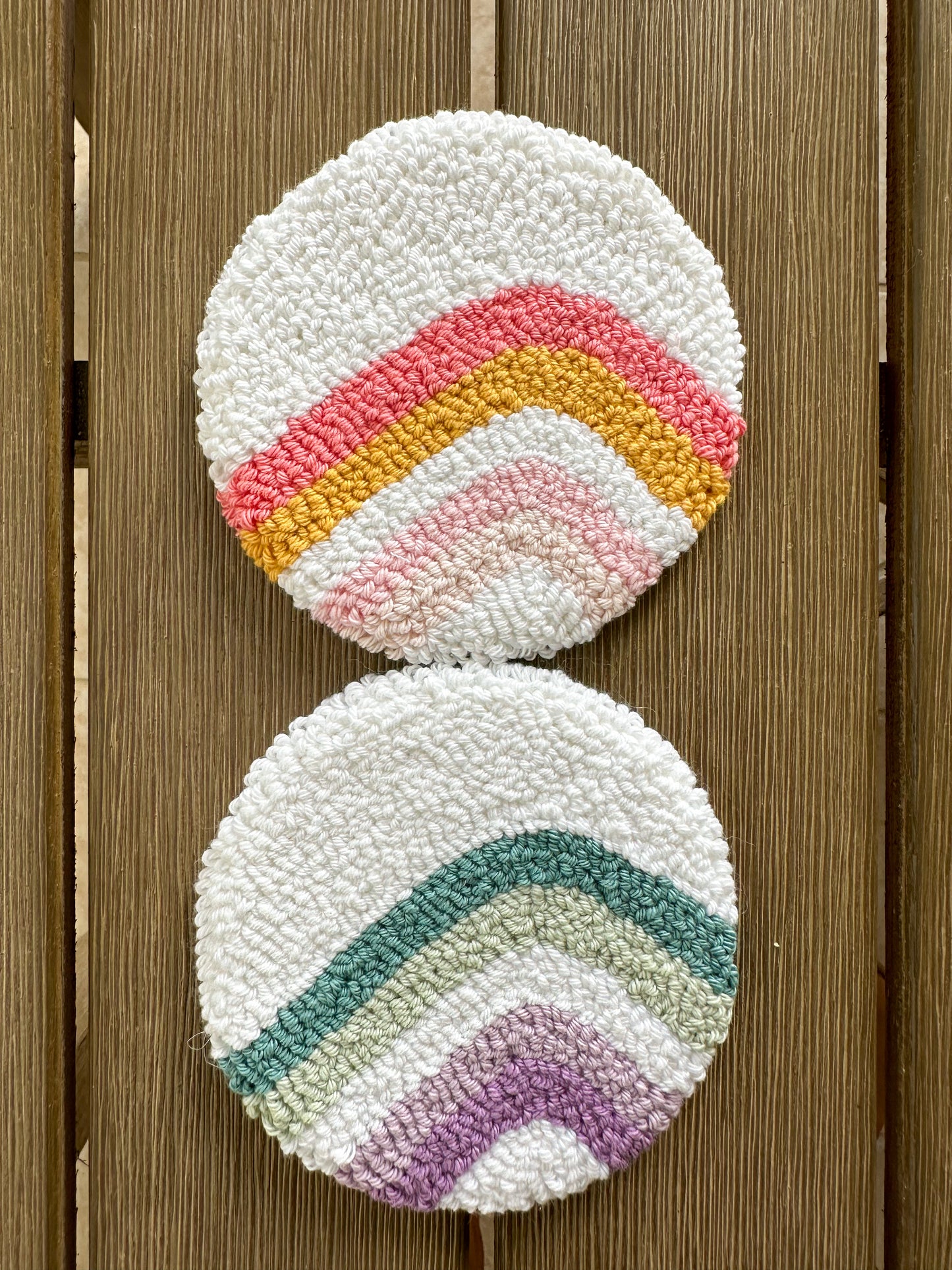 Rainbow Coaster, Rainbow Mug Rug, Cute Coaster, Drink Coaster, Iced Coffee Coaster, Cup Coaster