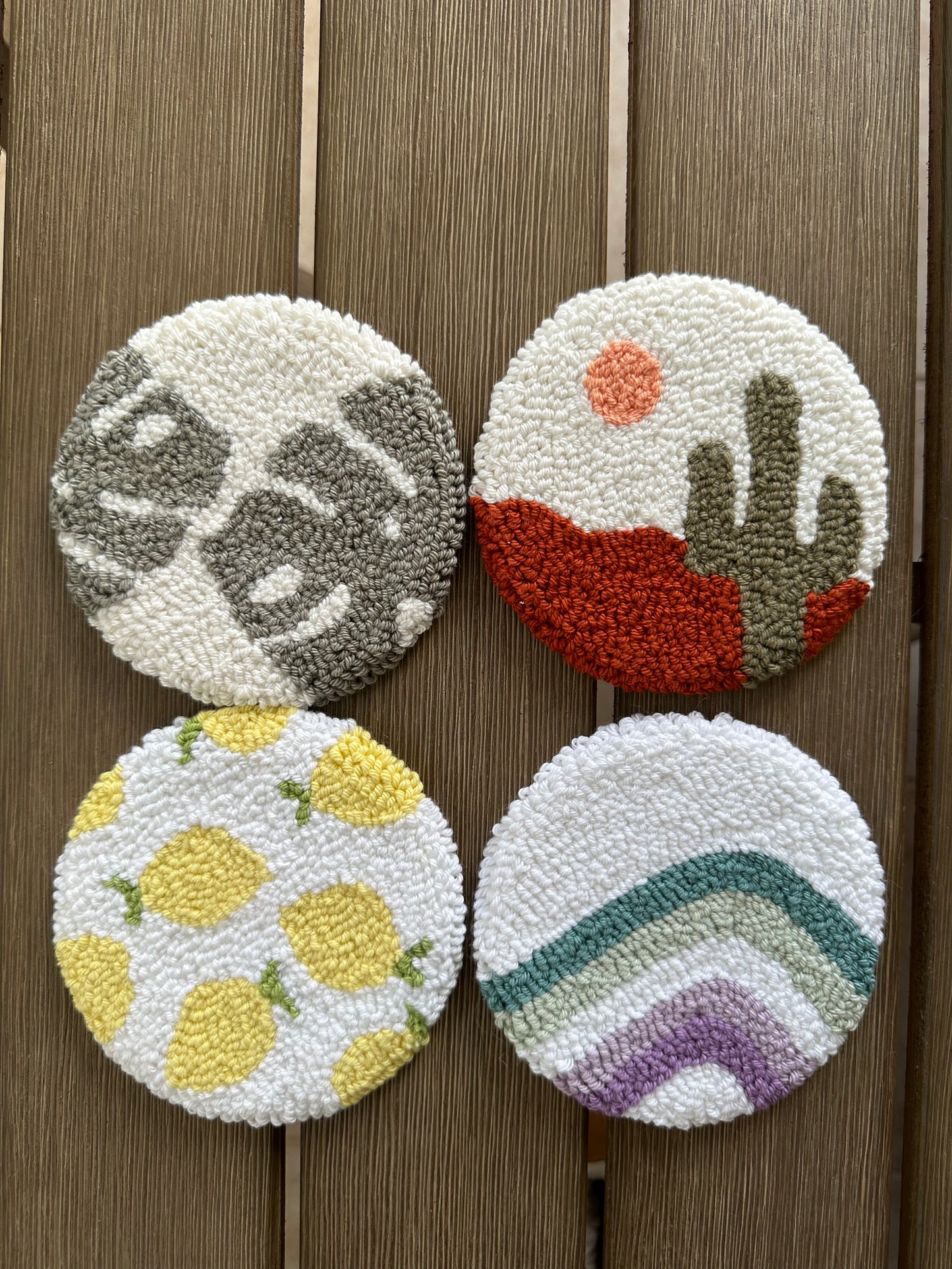 Cactus Coaster, Desert Coaster, Western Coaster, Cactus Mug Rug, Drink Coaster, Iced Coffee Coaster, Desert Mug Rug