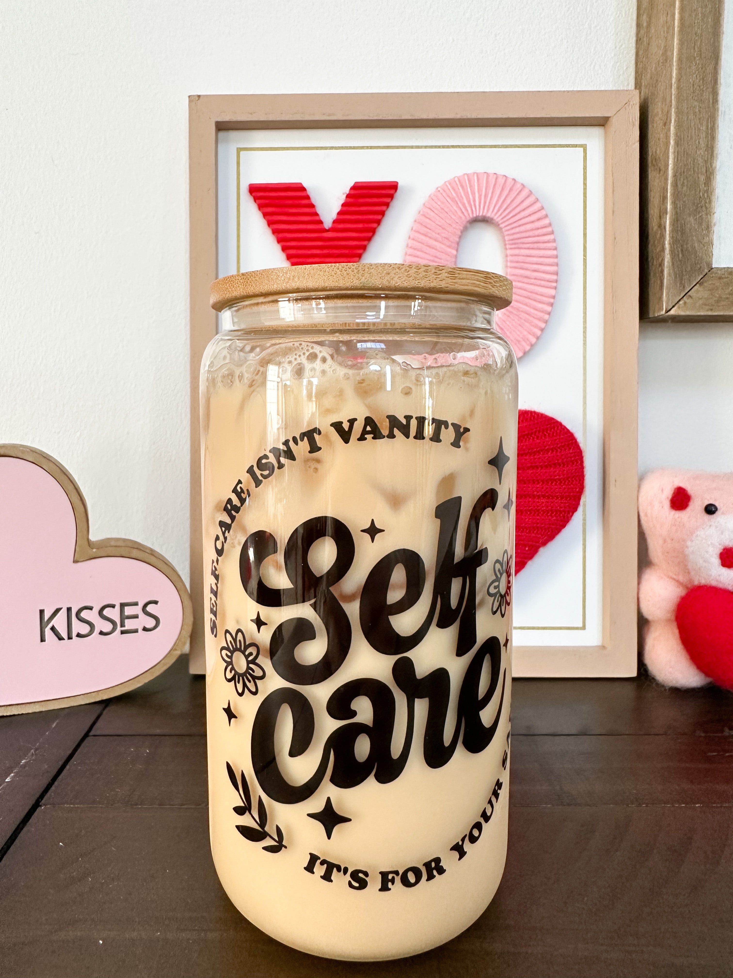 Cherry Hearts Glass, Iced Coffee Glass, Iced Coffee Cup, Cherry Hearts –  SweetDDesignsUS
