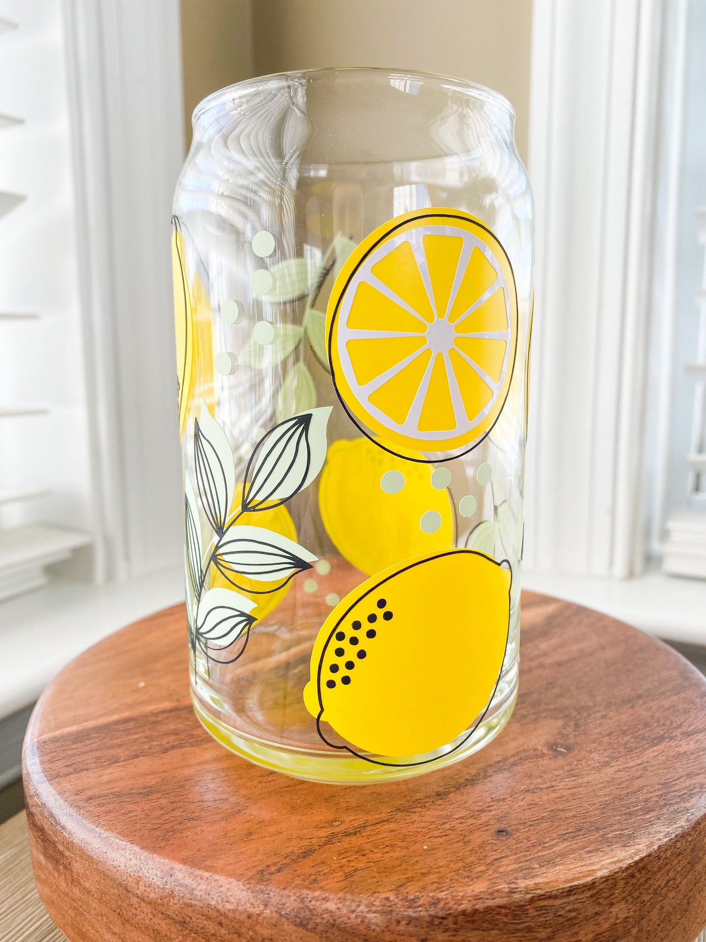 Lemons and Leaves 16 oz. or 20 oz. Beer Can Glass