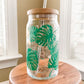 Tropical Leaves 16oz. or 20oz. Clear Beer Can Glass