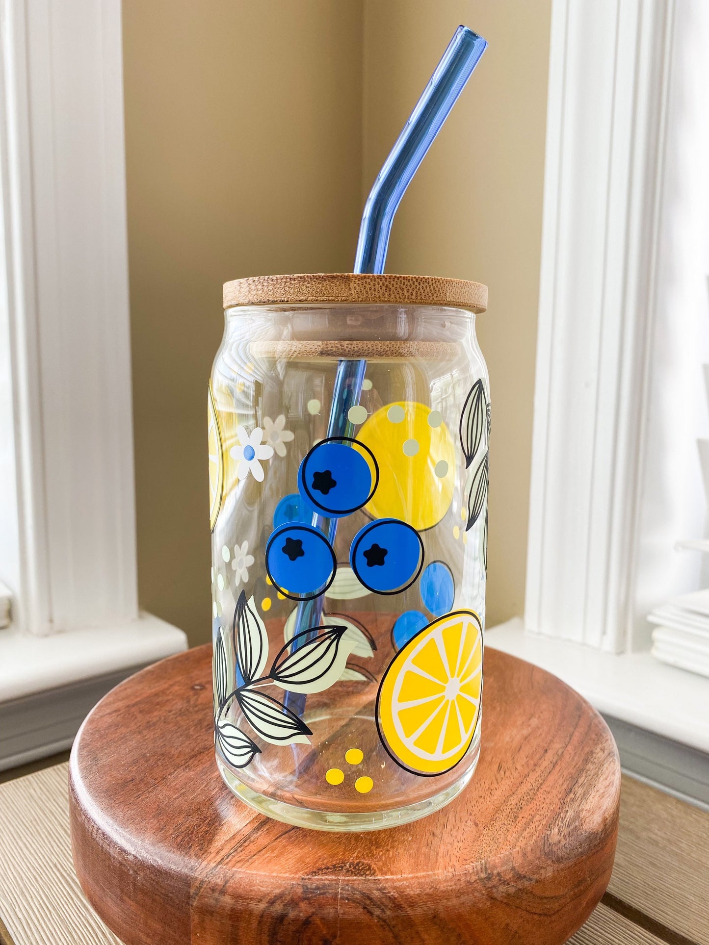 Lemons and Blueberries | Blueberry Lemonade 16 oz. or 20 oz. Clear Beer Can Glass