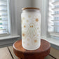 Boho Floral Ghost 16 oz. Frosted Beer Can Glass