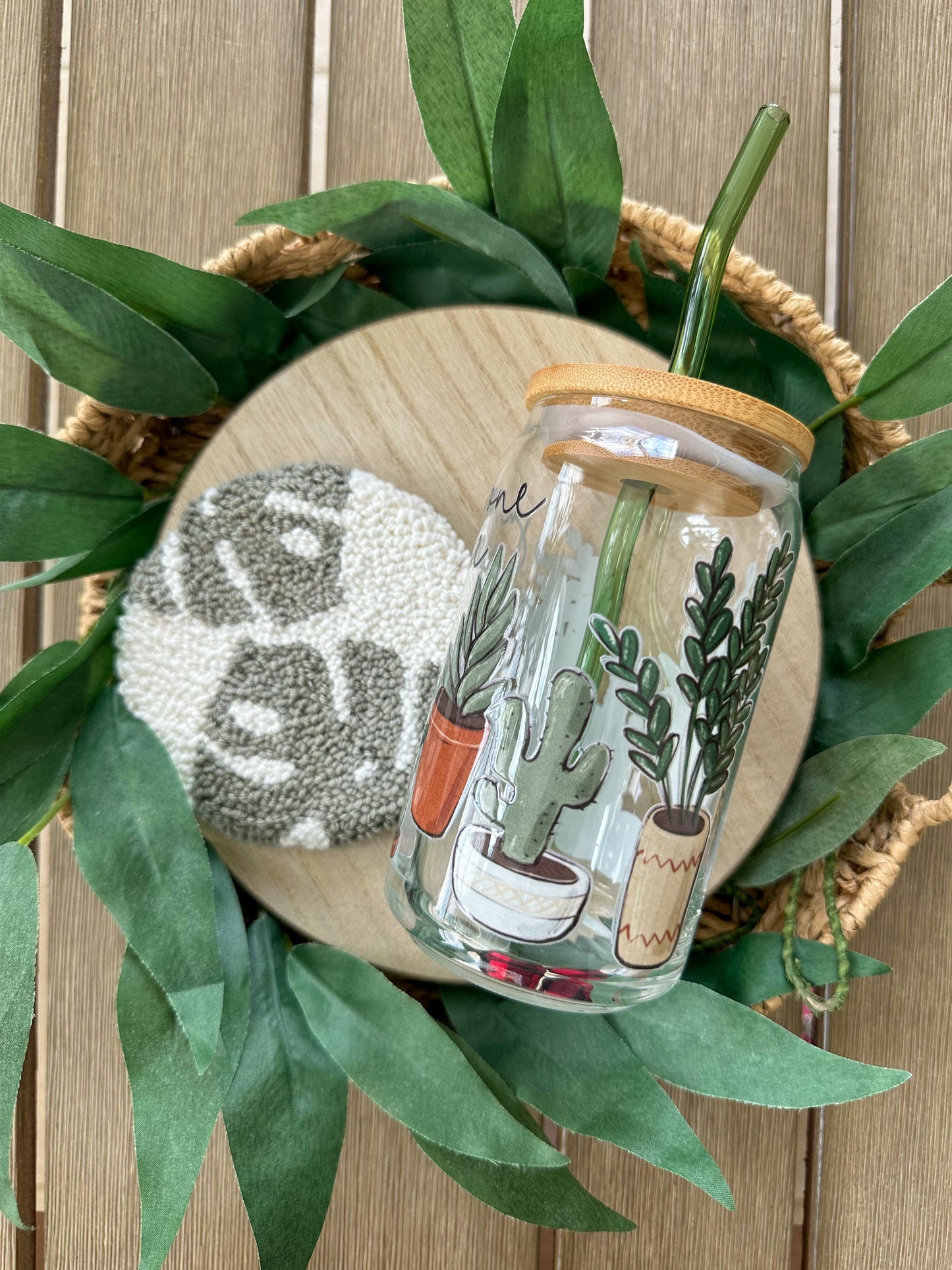 Plant Lover Beer Can Glass, Plant Glass Cup, Plant Coffee Glass, Boho Iced Coffee Glass, Plant Lover Iced Coffee Glass, Plant Mom Gift