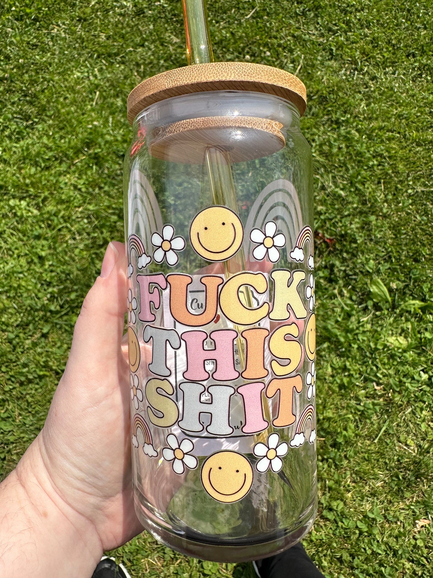 Fuck This Shit Beer Can Glass, F This Glass, F This Glass Cup, Iced Coffee Glass, Iced Coffee Cup, Cute Retro Glass Cup, F This Cup