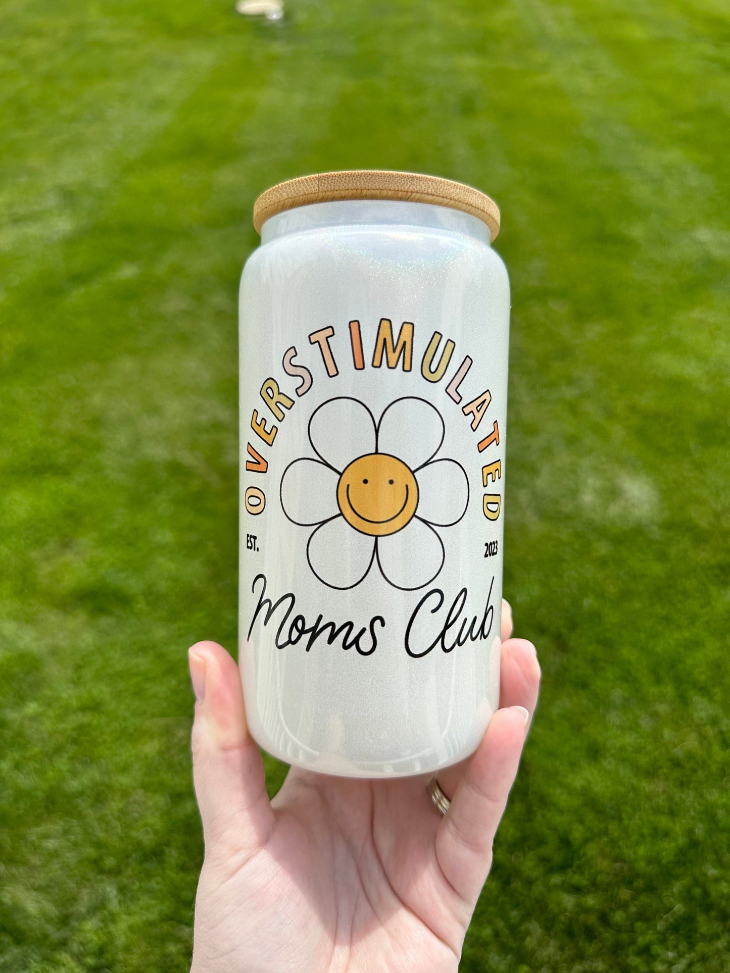 Overstimulated Moms Club Glass, Iced Coffee Glass, Iced Coffee Cup, Glass Coffee Cup, Gift Ideas for Women, Gifts for Her, Mothers Day Gift