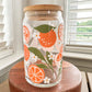 Orange Blossom Beer Can Glass, Oranges Glass Cup, Oranges Glassware, Fruit Beer Can Glass, Summer Iced Coffee Glass, Orange Glass Can