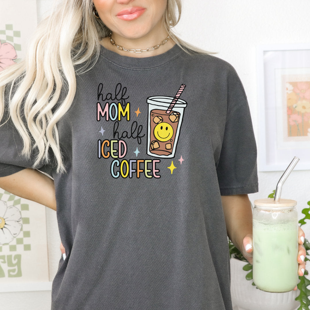 Half Mom Half Iced Coffee Shirt, Coffee Shirt, Mom Shirt, Coffee Tee, Mom Tee, Coffee tshirt, Mom tshirt, Funny tshirt, cute shirts