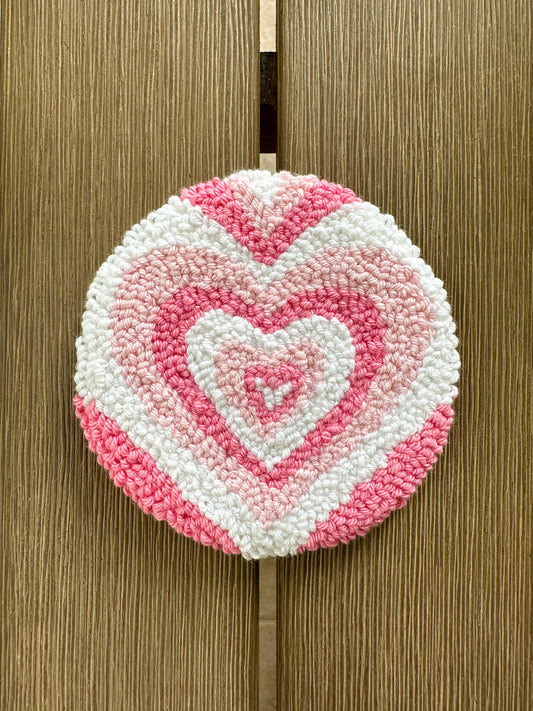 Heart Coaster, Heart Mug Rug, Happy Coaster, Drink Coaster, Iced Coffee Coaster, Valentines Day Gift, Gifts for Her