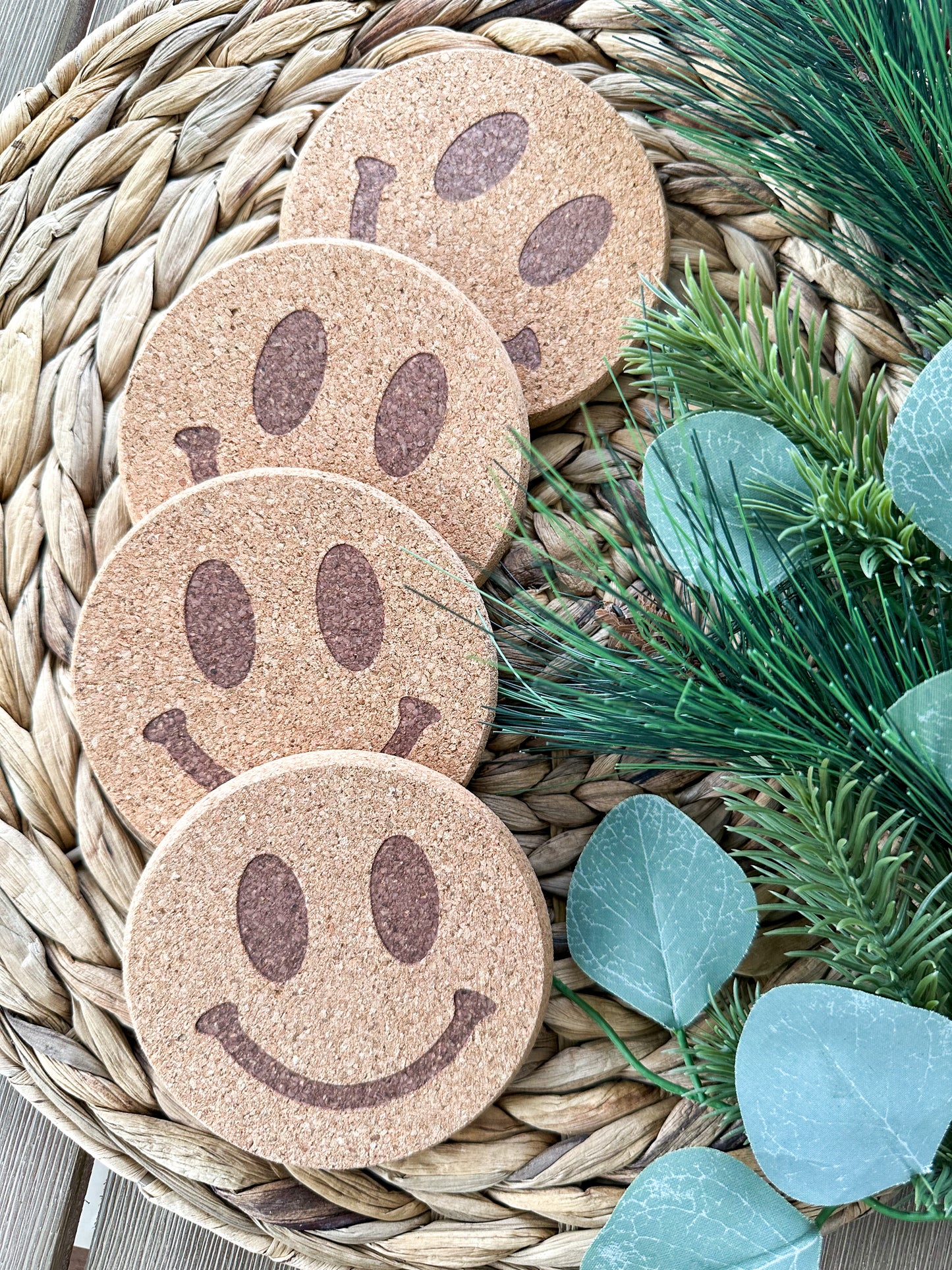 Happy Face | Smile Face Cork Coaster