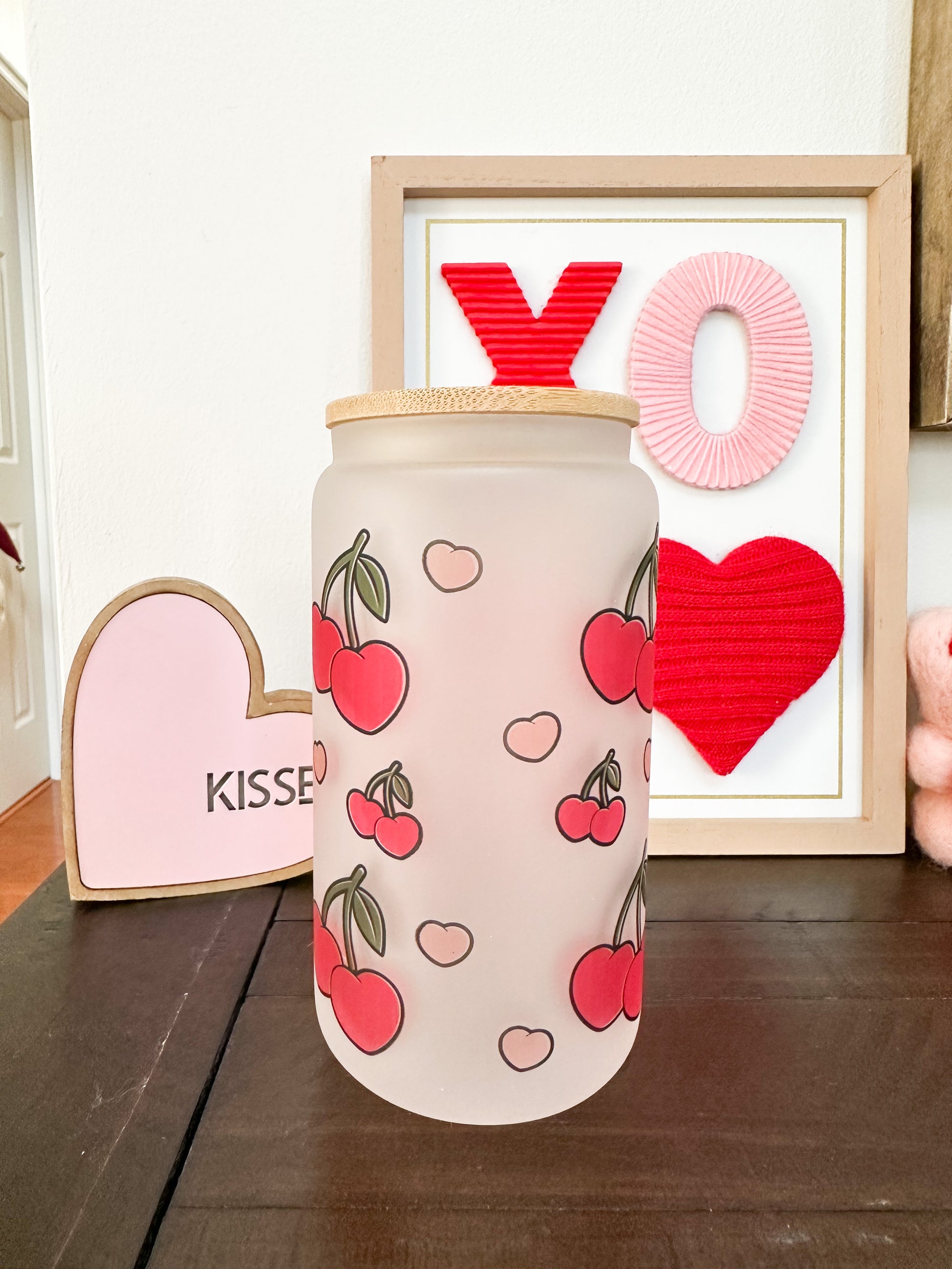 Valentine Hearts Beer Can Glass Cup Iced Coffee Glass Glass Coffee