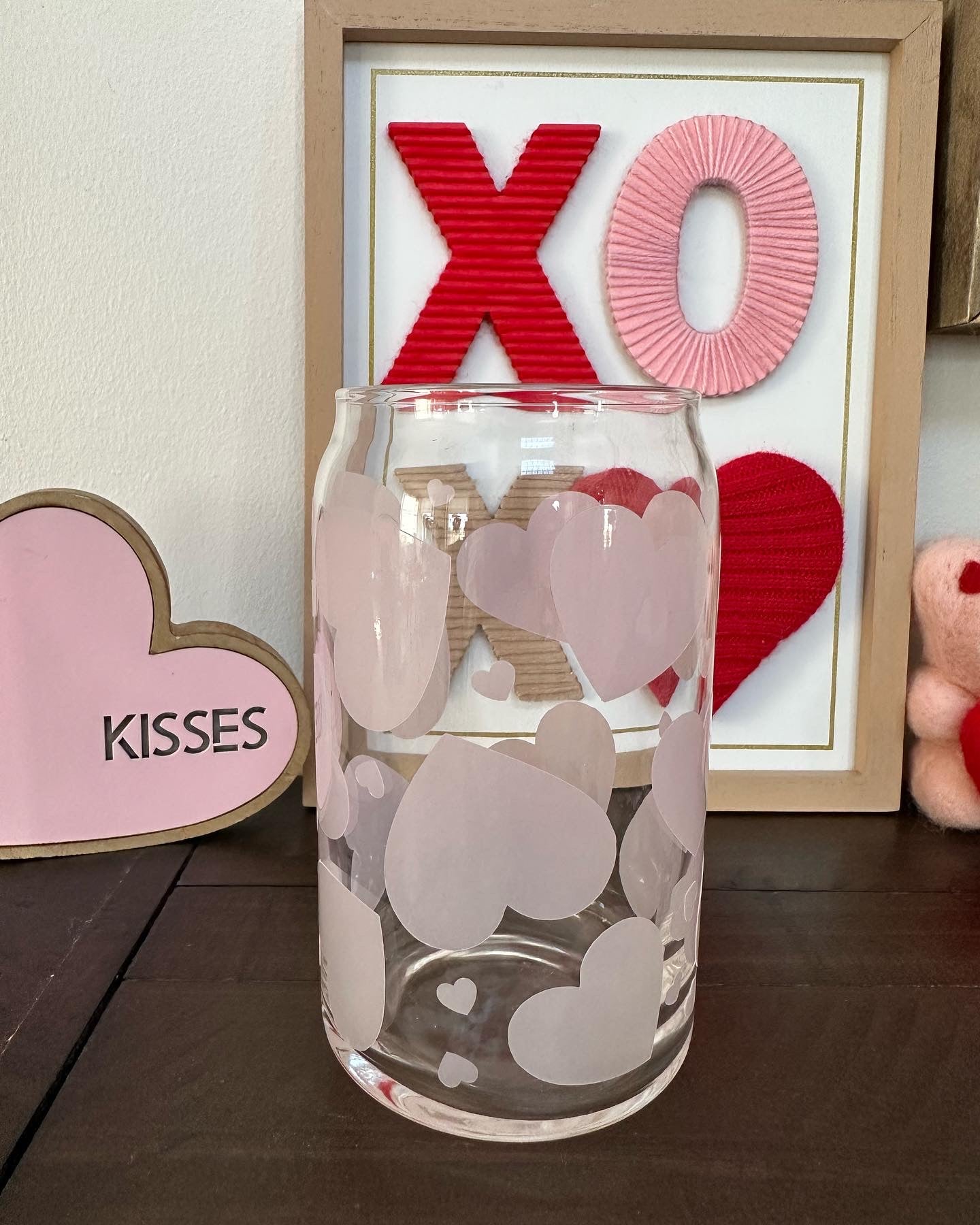 Cold Color Changing Hearts Cup, Heart Glass Cup, Cute Valentines Day Gift, Valentines Iced Coffee Glass Cup, Valentines Gift for Her