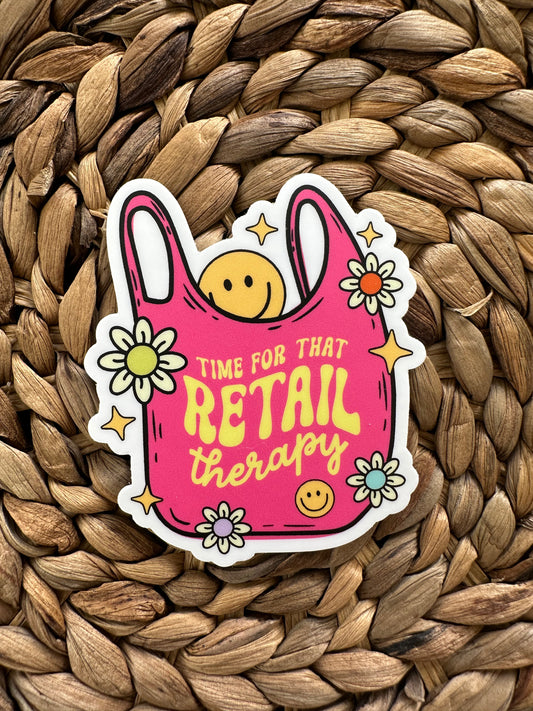 Retail Therapy Sticker, Laptop Decal, Water Bottle Decal, Matte Sticker, Self Care Stickers, Cute Sticker, Funny Sticker